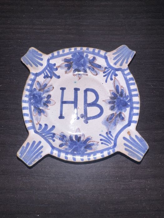 Hand-painted antique ashtray