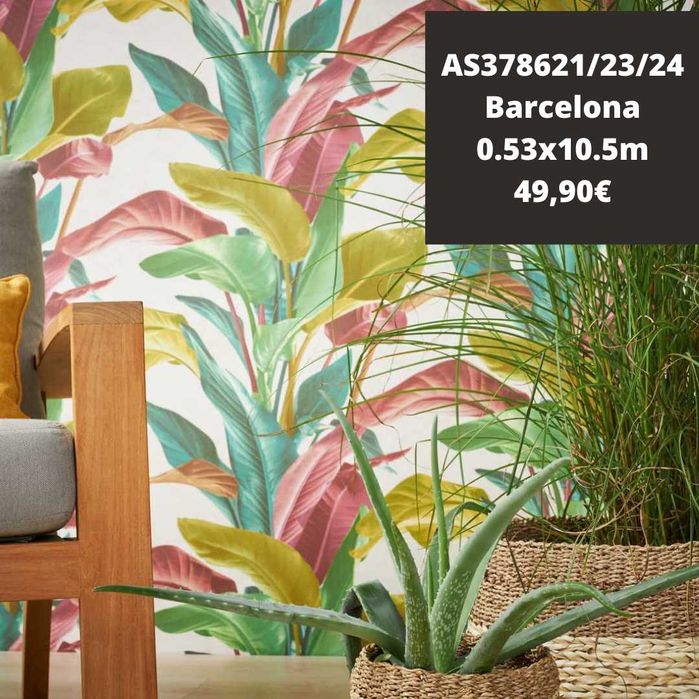 Papel de Parede Tropical - 0.53x10.50m - 3 Cores By Arcoazul Design