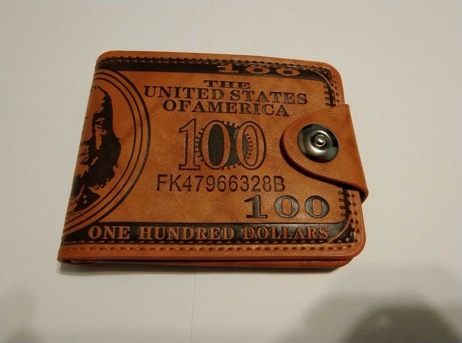 Portfel męski 100 dolarów skóra ekologiczna mały poziomy