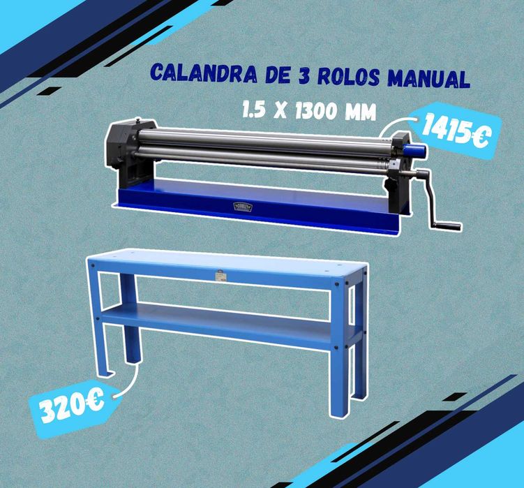 Calandra de 3 Rolos Manual 1.5 x 1300 mm JL20
