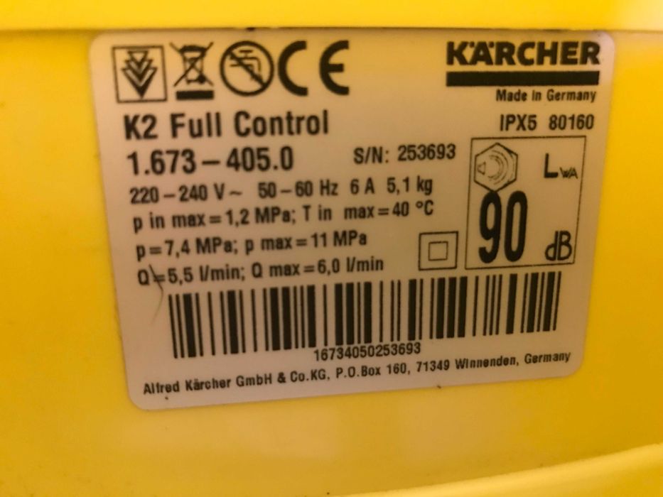 Мийка високого тиску Karcher K 2  Full Control/110 бар./360 л/год., 1400 Вт. з Англії