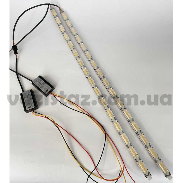 Crystal LED DRL, ДХО с бегущим поворотом 50см 16 кристаллов в кожухе