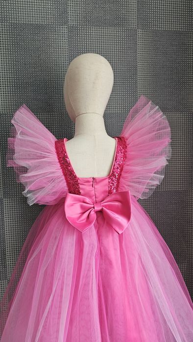 Дитяча рожева малинова пишна сукня Барбі Barbie святкова 4 5 6 7 8 9 р