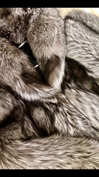 NOWE Premium Futro fox fur bomber z kapturem lis srebrny