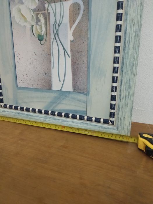 Conjunto 3 quadros pintados tema floral com moldura incluída