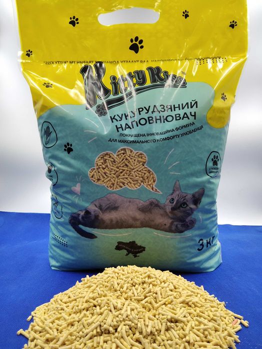Кукурудзяний наповнювач KITTY KISS  натуральний,без запаху 3 кг