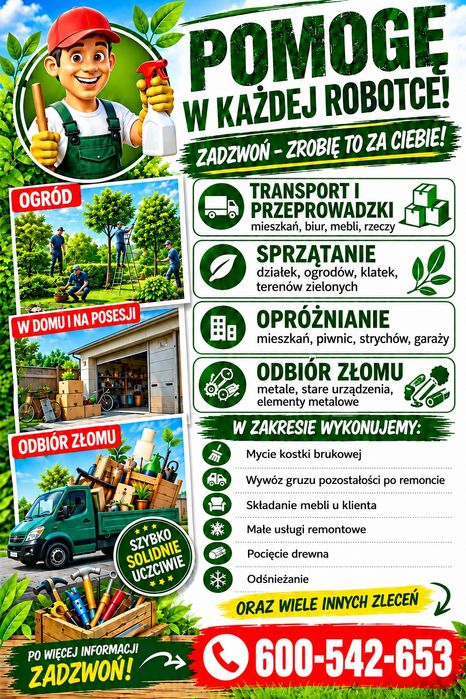 Transport/ sprzątanie/ utylizacja/odbiur złomu
