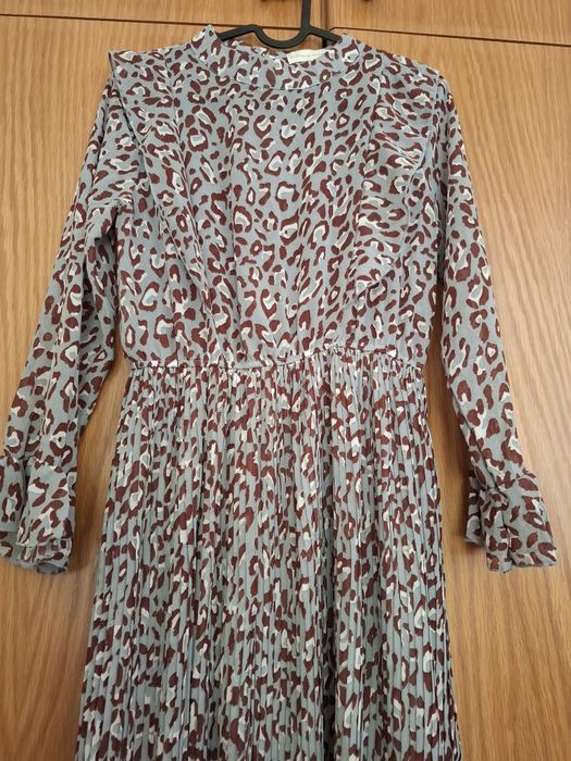 Vestido animal print plissado da Vintage Bazaar
