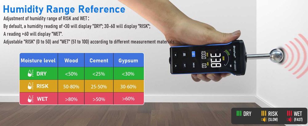 Miernik wilgotności Betonu Drewna Ścian HoldPeak HP-5000T
