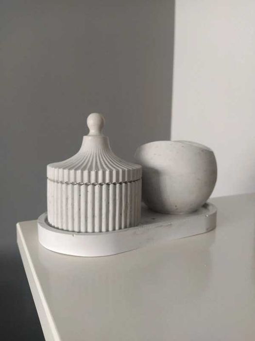 Conjunto de cerâmica cinza claro