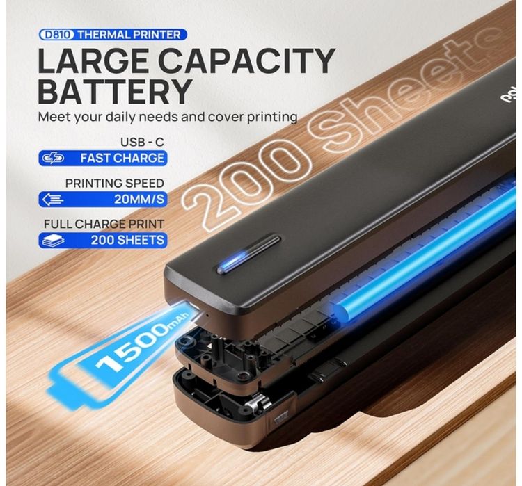 Портативний термопринтер POLONO D810 А4 з функцією бездротового Blueto