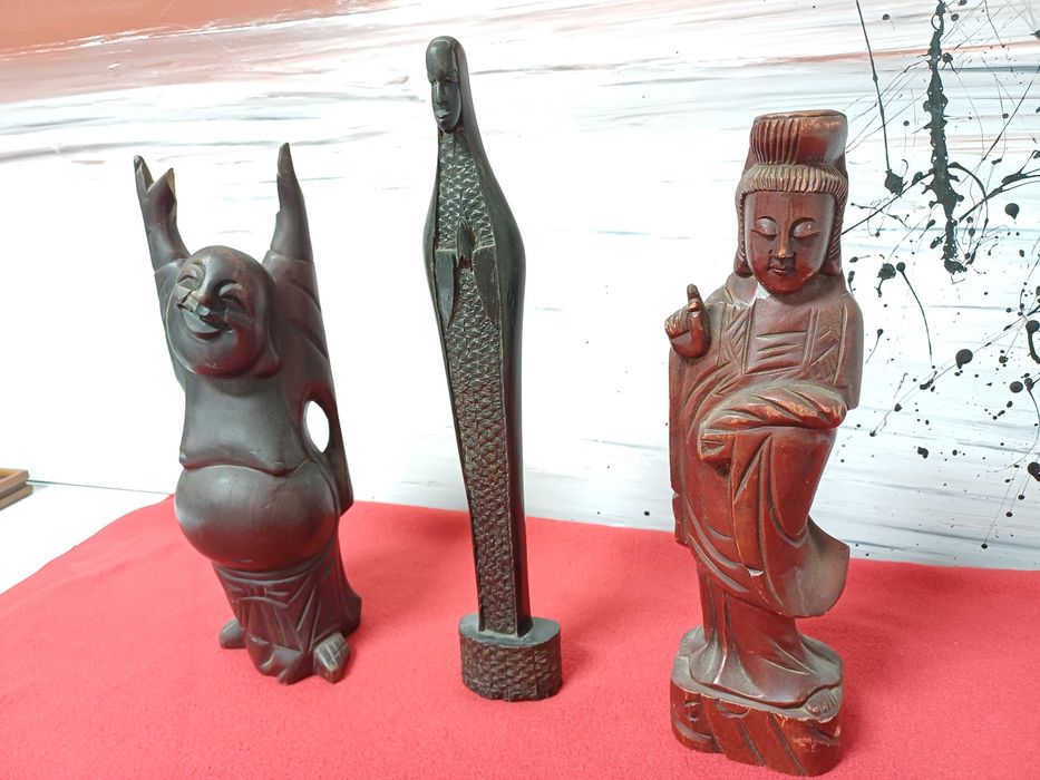 Estatuetas em madeira 3 unidades