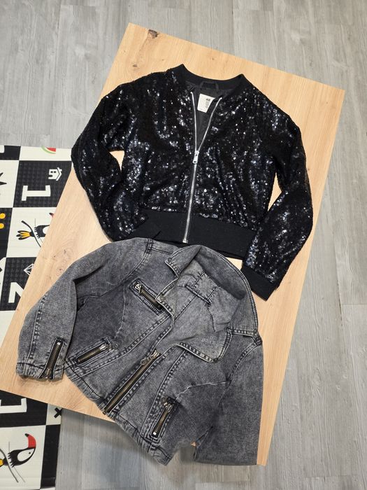 Kurteczki narzutki jeans cekiny 146cm XS