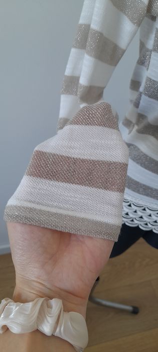 Cienki biały sweter bluzka w paski 34 Dorothy Perkins