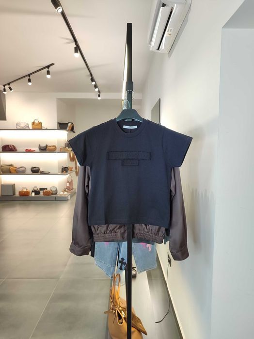 Футболка Alexander Wang Distressed Logo Shrunken Tee Black