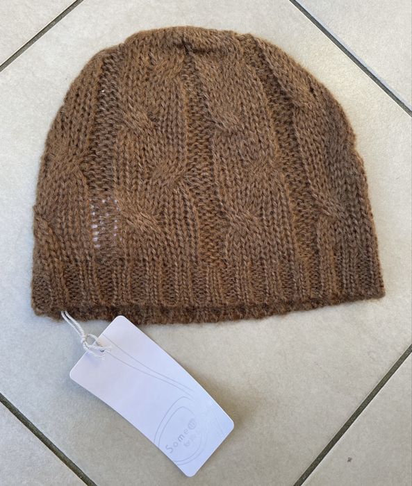 Czapka damska ażurkowa brązowa welniana