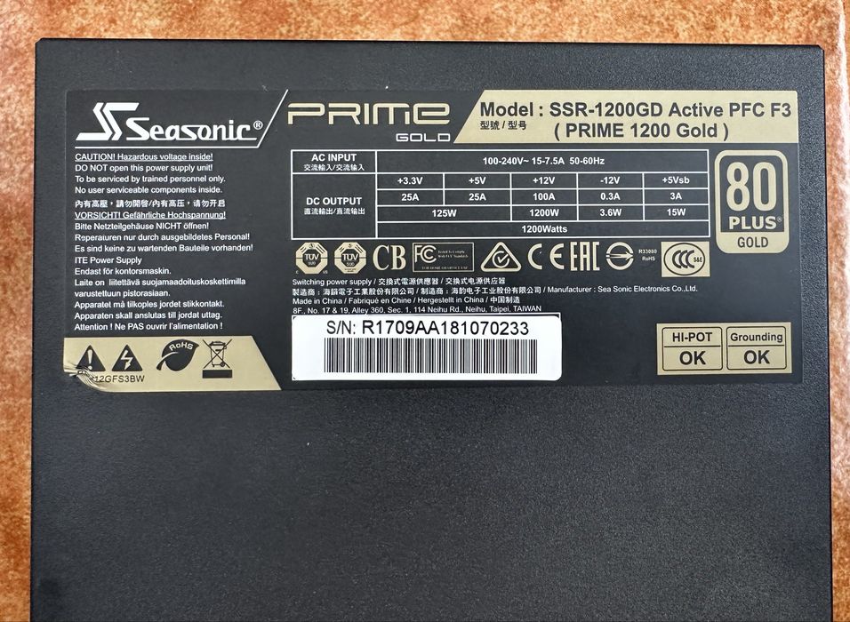 Fonte alimentação Prime ssr-1200gd active pfc f3