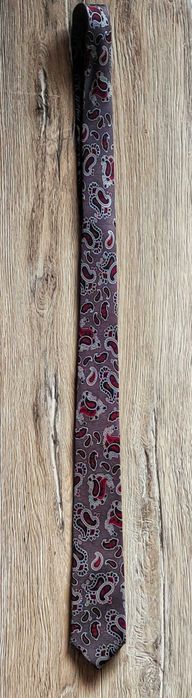 Jedwabny krawat Lambert _ czarno - szaro - czerwony _ wzorzysty _ 6 cm