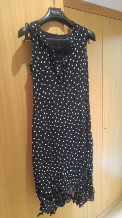CAROLL Dress - Black with White Polka Dots