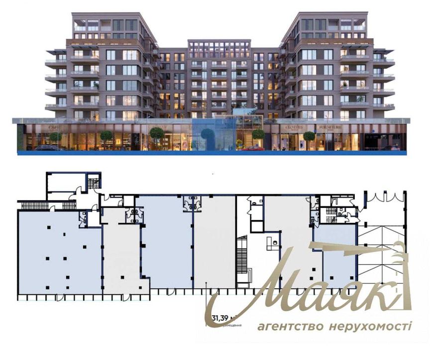 Продаж фасадного приміщення 131 м.кв. ЖК OLEGIV Residence, Центр