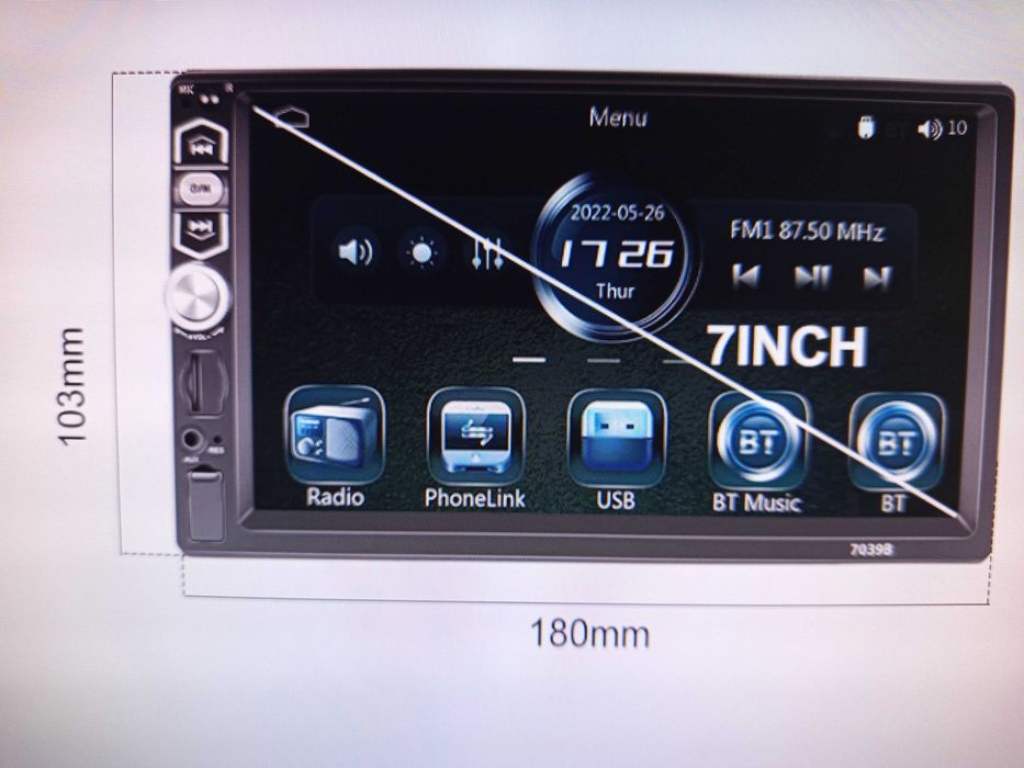Rádio 1 Dim carplay Bluetooth USB MP5/Novo
