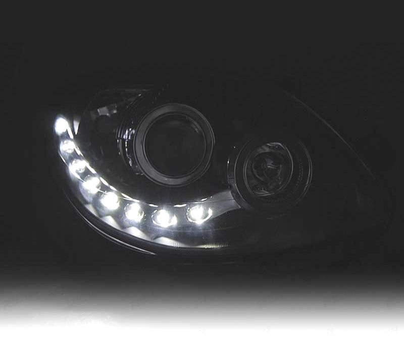 FARÓIS OPTICAS RENAULT TWINGO 07-11 LUZ DIURNA LED PRETO