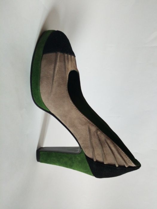 BUTY Damskie R.36 Platforma SLupek Zielony Popiel Lise Lindwig