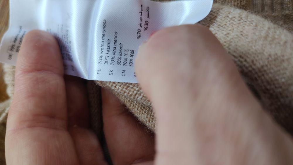 Cienki sweterek wełna i kaszmir firmy Lindex