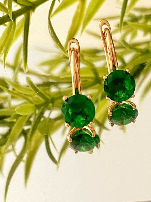 Позолоченные Серьги "Цветные Кристаллы" (Разные Модели). Позолота