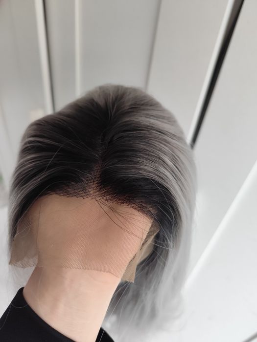 Peruka WIG lace front ombre sombre siwa szara silver długa premium syn