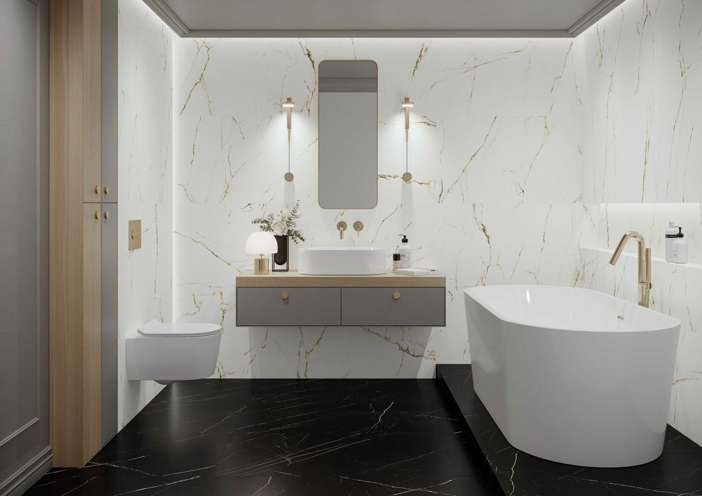 Gres 120x60 czarny marmur złota żyła PÓŁMAT | Satyna - SUPER CENA!!!