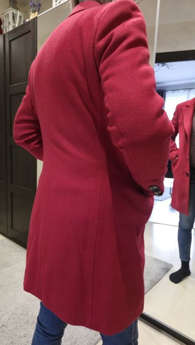 Płaszcz wełniany damski 36 bordo