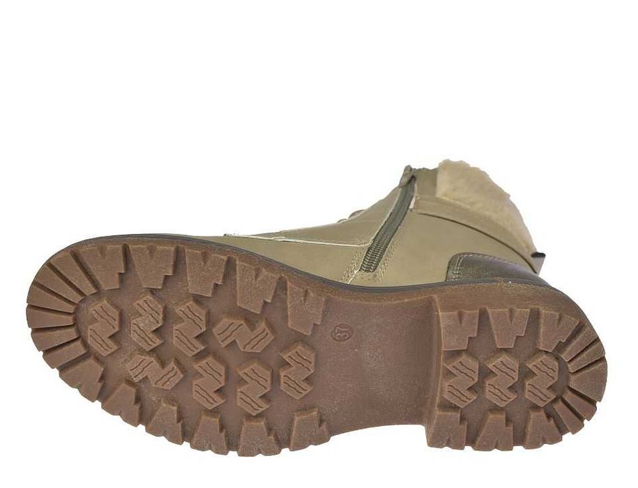 Botki damskie ocieplane trapery na zamek glany B-3-1344 beż  rozm. 41