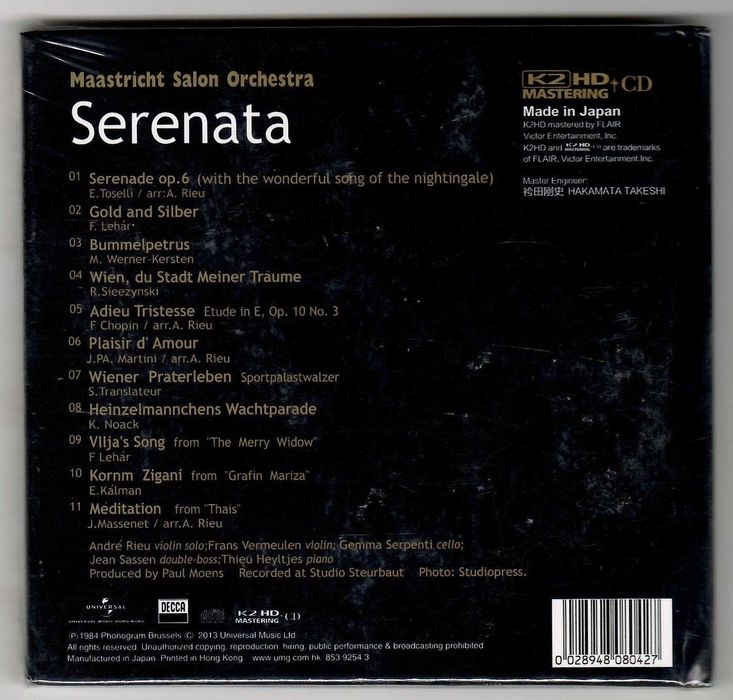Maastricht Salon Orchestra – Serenata [K2HD] [HK/JP] Nowa Folia