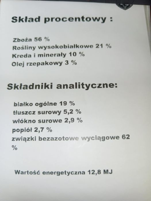 Karma , pasza śruta materiał paszowy nioska, kaczka, gęś, perliczka