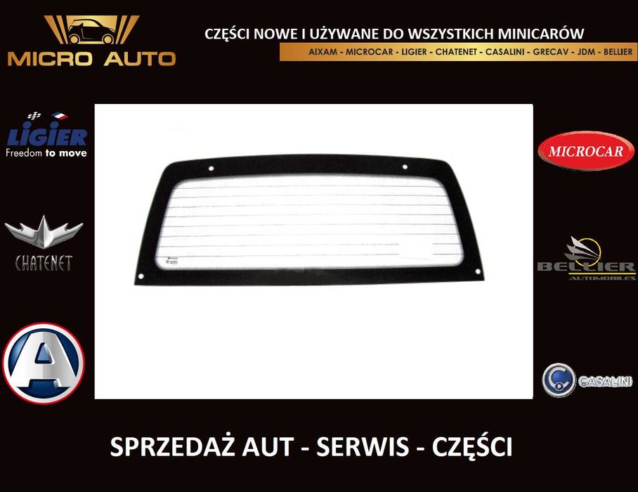 Szyba tył Microcar Virgo Aixam Ligier Grecav Bellier JDM Chatenet 524