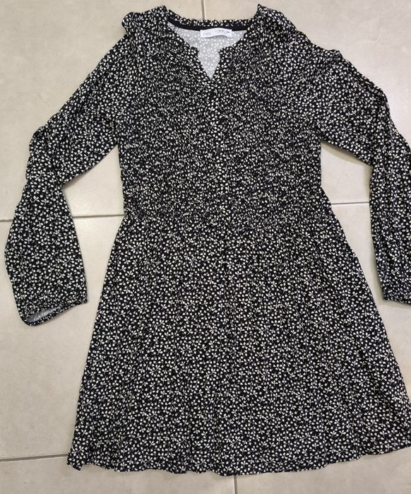 Vestido Preto Florido Novo da Zara