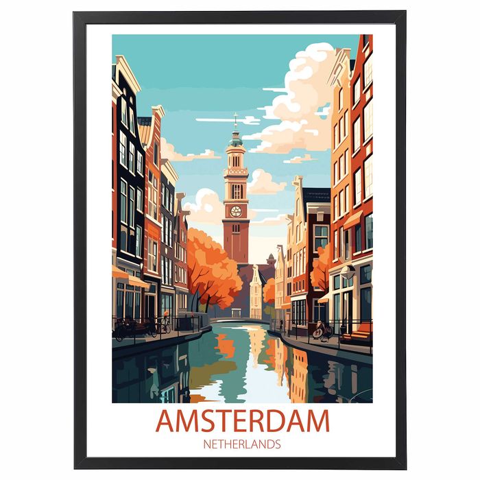 plakat, plakat amsterdam, zdjęcie w ramce, plakat holandia na ścianę