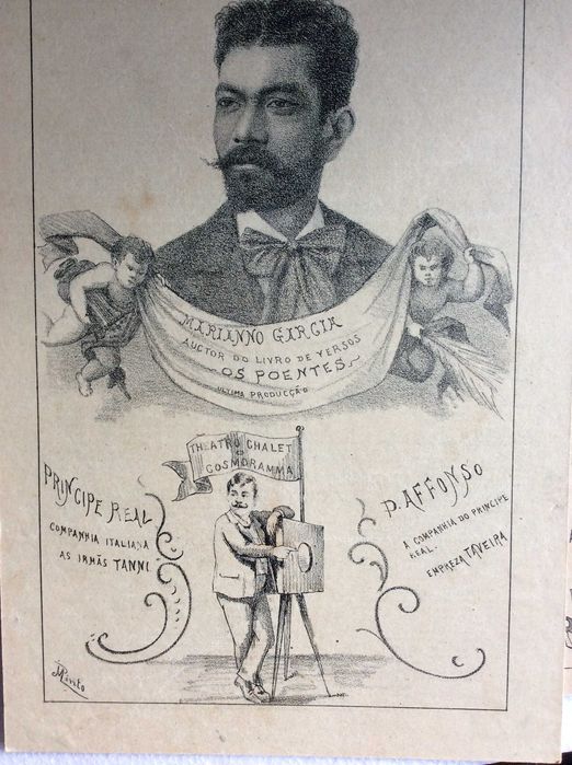 Programa de teatro da época. Litografia do século XIX