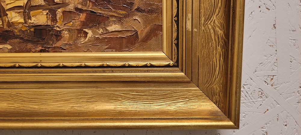 Obraz olejny J.P. Nielsen, 45×55 cm, oryginalna etykieta galerii