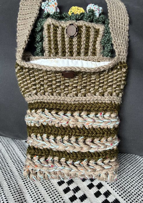 Mini torebka handmade "Blooming Stripe"