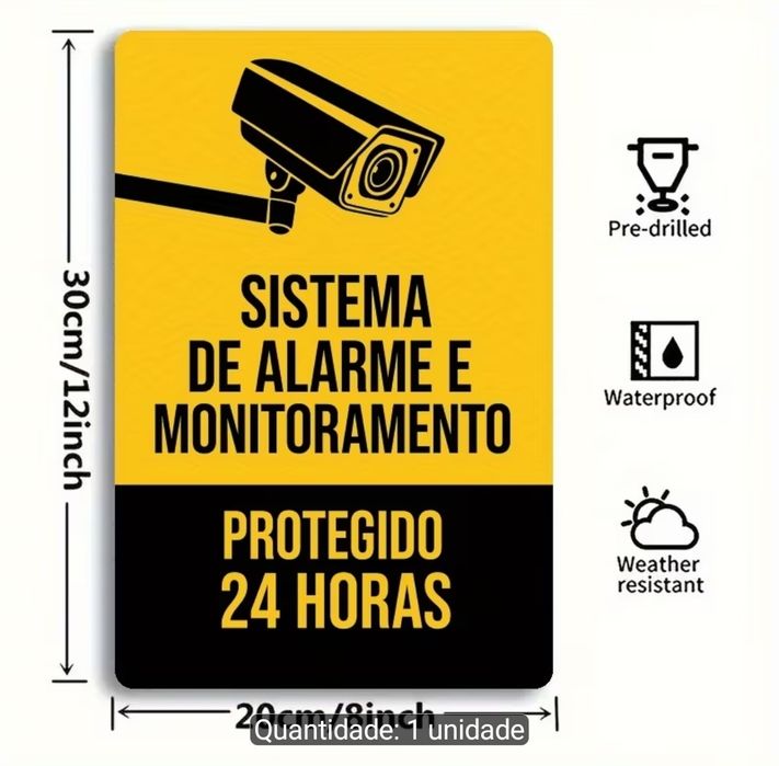 Placa de aviso de alarme