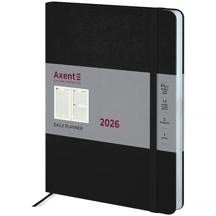 Щоденник 2026 Axent Grand Strong 8830-26-01-A, 195x255 мм, чорний