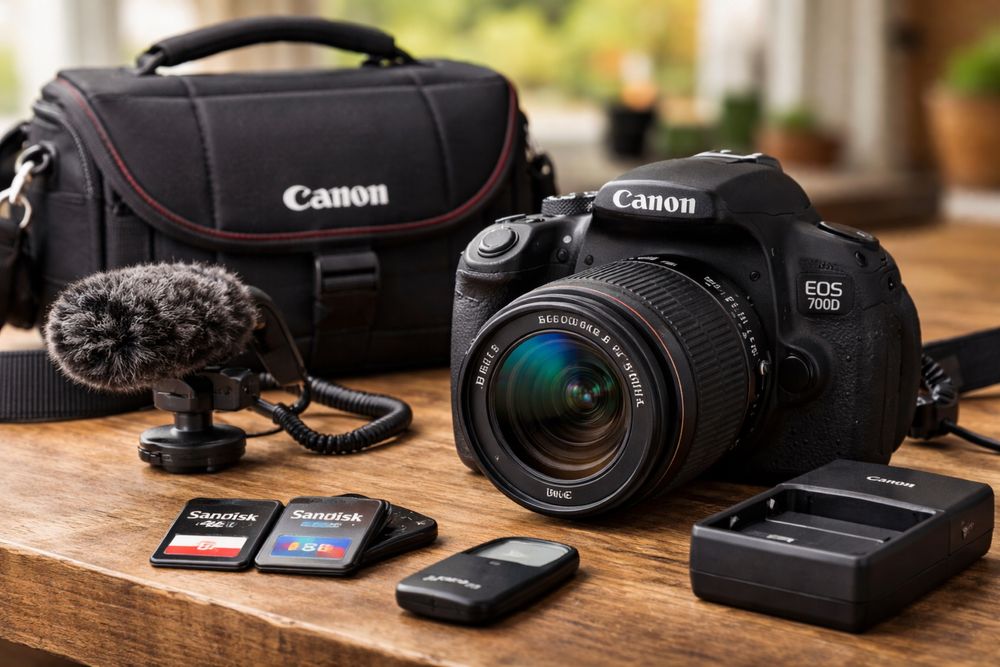 Canon EOS 700D – mało używany, torba, mikrofon, pilot, karty w zestawie
