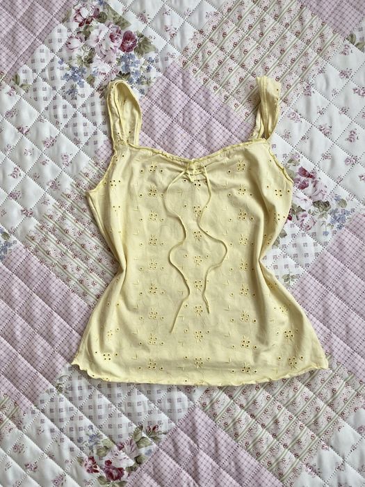 Jasny żółty top na ramiączka M 38 L 40 per una coquette vintage