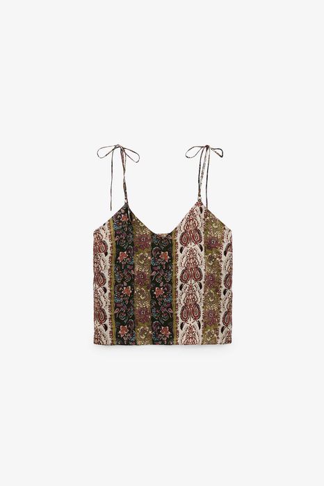 ‼️ Новый женский костюм ZARA с принтом. Брюки и Топик свободного кроя