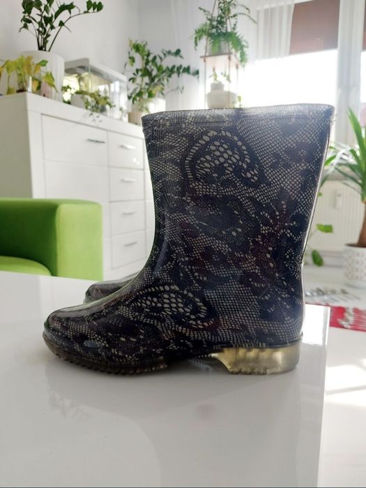 Śliczne kalosze 37 nowe damskie eleganckie buty gumowce