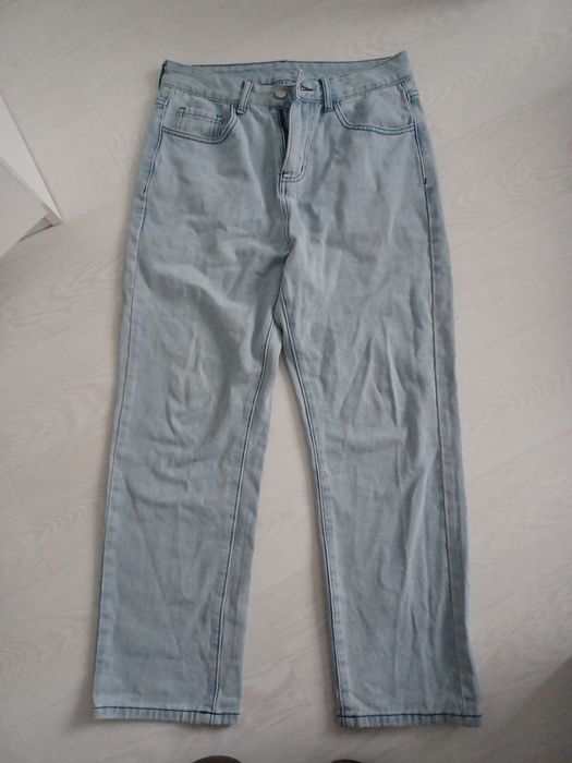 Spodnie jeans szerokie z wysokim stanem. Unisex. 158-164 cm