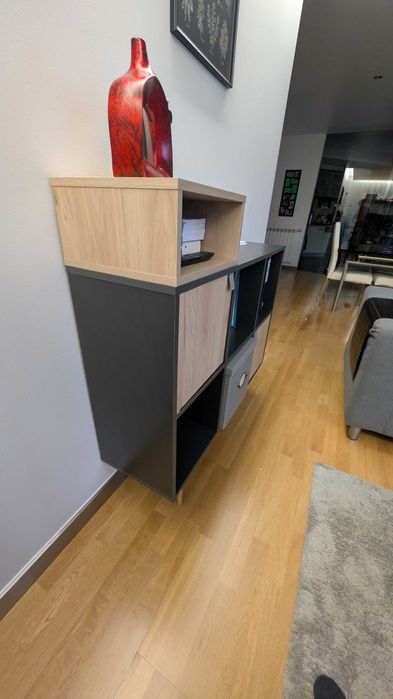 Estante/armário de arrumação preto e bege como novo