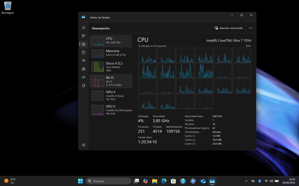 Portátil HP Spectre x360 2-in-1 16-aa0175ng - 16" 2.8k OLED Touch 120Hz, Intel Core Ultra 7-155H, 32GB RAM, 1TB SSD, Windows 11. Touch + Caneta